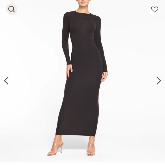 SKIMS Fits Everybody Crew Neck Maxi Dress ONYX Black NWT Size Medium - Picture 1 of 9